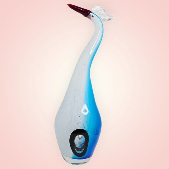 Vtg Mid Century Italian Murano Art Glass Hand Blown Bird Heron Sculpture - Picture 14 of 14